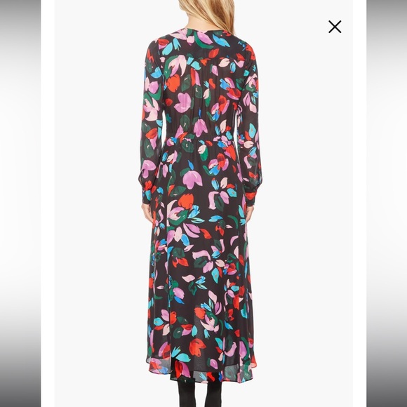 ✨ Parker Cora Silk Blend Multicolor Floral Print Long Sleeve Midi Dress ✨ - Picture 5 of 16